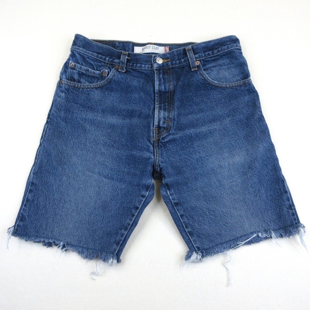 Levi's 517 Denim‎ Cut Off Shorts Mens 34 Blue Raw Hem Medium Wash 100% Cotton